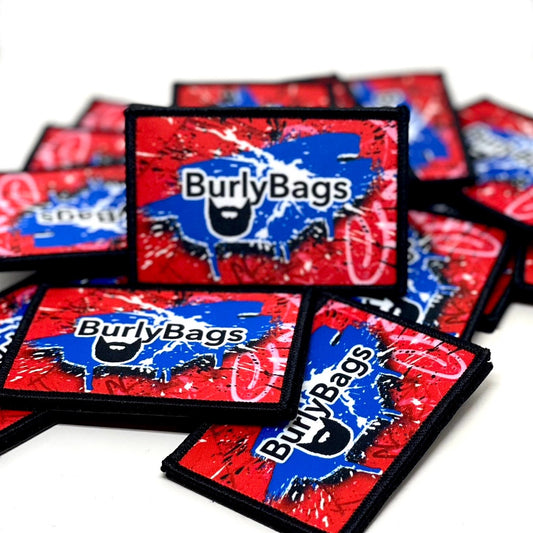 Burly Bags Graffiti Logo Patch Red White and Blue