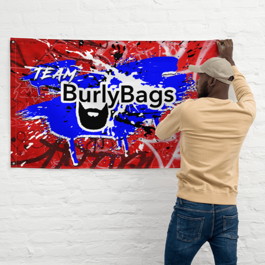 "Team Burly Bags" 36x60 Red White and Blue Flag